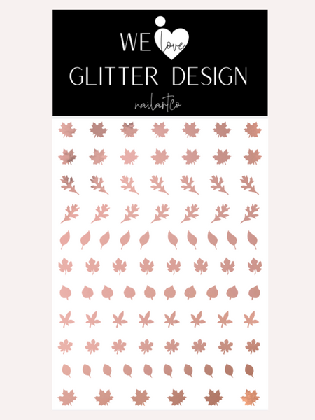 Leaves (Design 1) Nail Decal | Chrome // Rose Gold