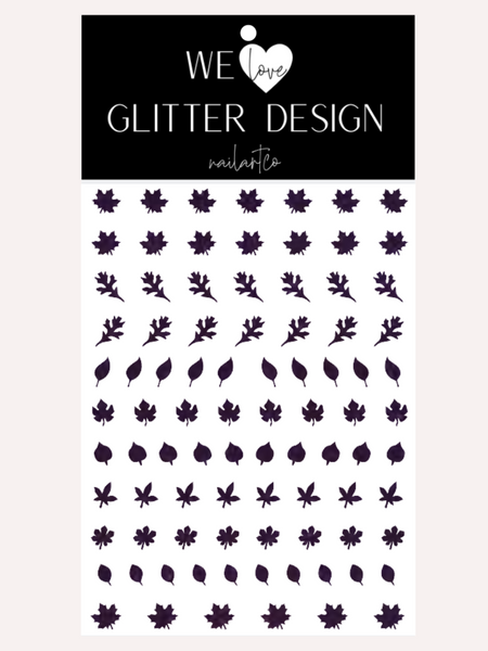 Leaves (Design 1) Nail Decal | Sparkle // Amethyst