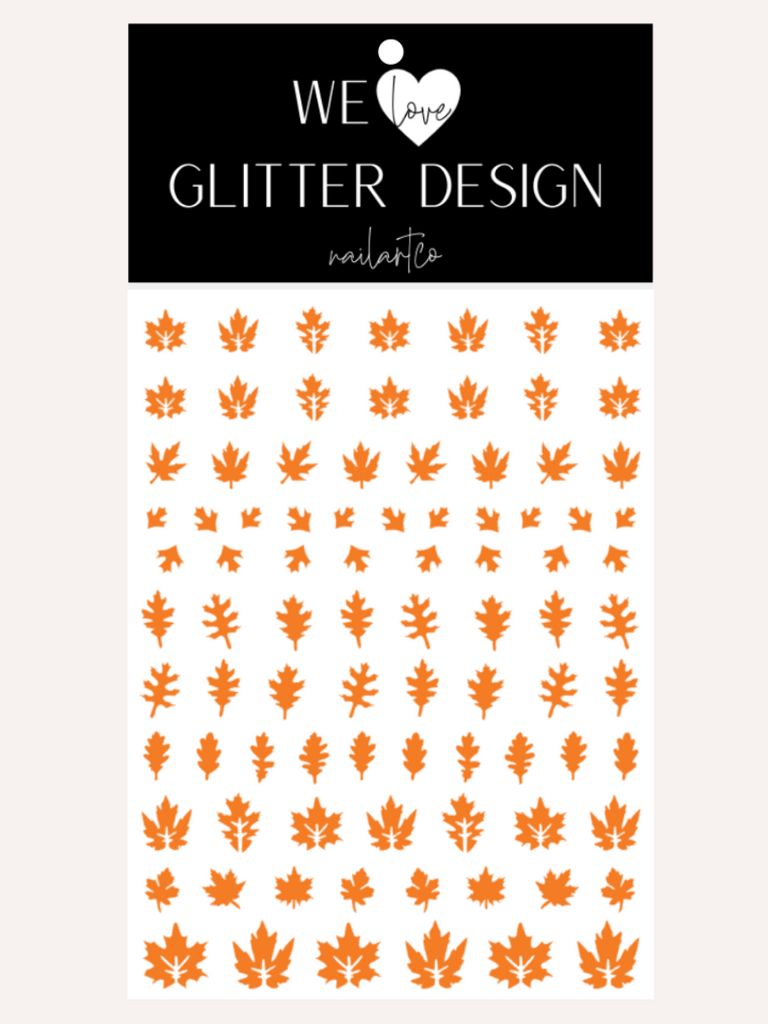 Leaves (Design 2) Nail Decal | Bright Orange