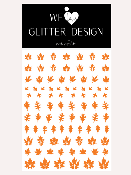 Leaves (Design 2) Nail Decal | Bright Orange