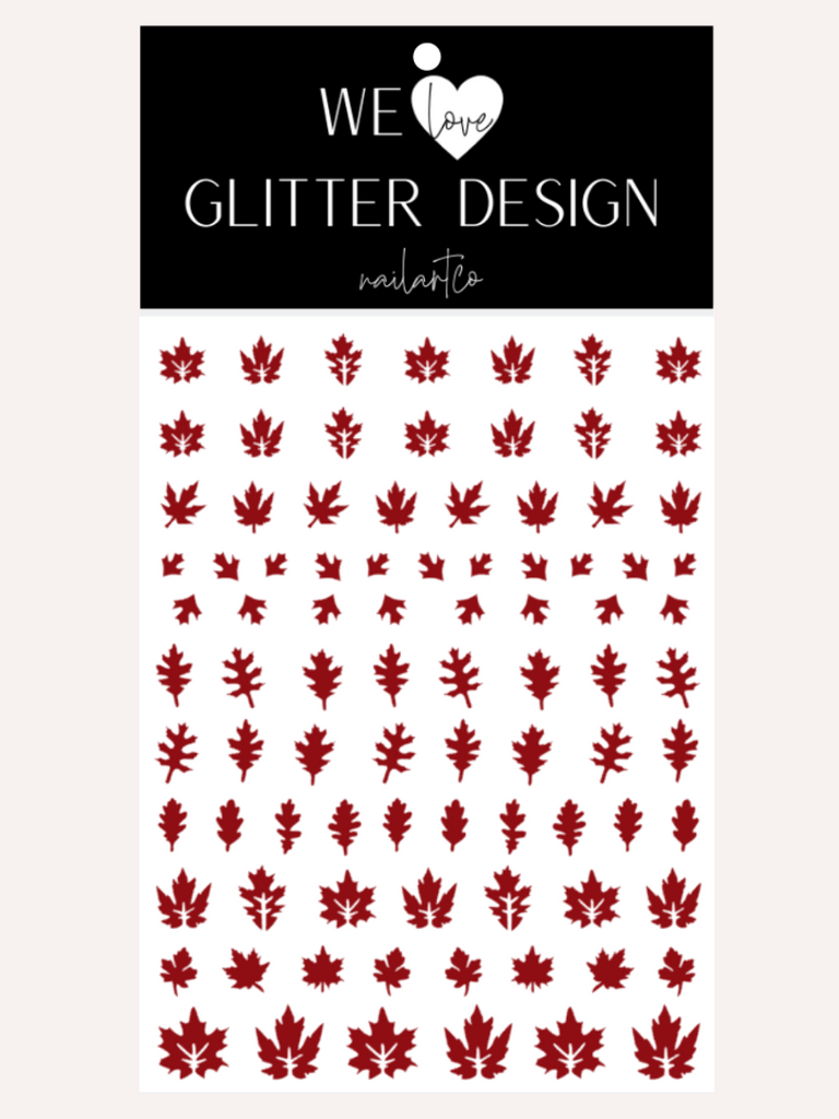 Leaves (Design 2) Nail Decal | Dark Red