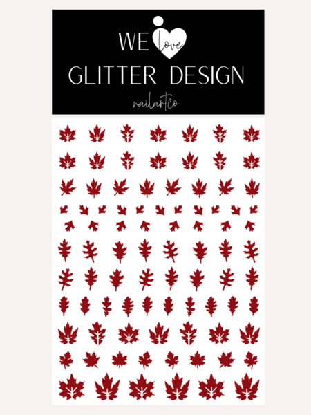 Leaves (Design 2) Nail Decal | Dark Red