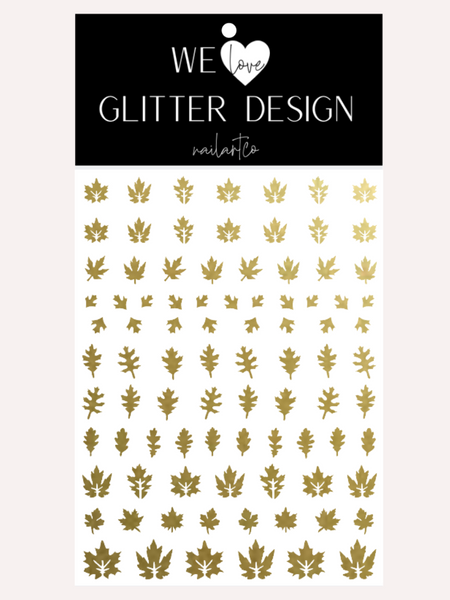 Leaves (Design 2) Nail Decal | Gold Shimmer