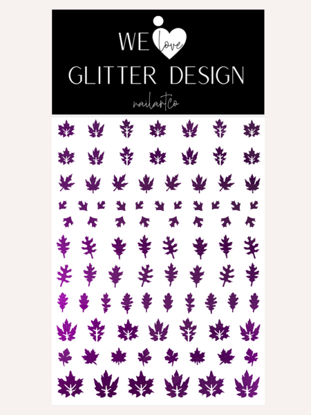 Leaves (Design 2) Nail Decal | Polished Metal // Purple