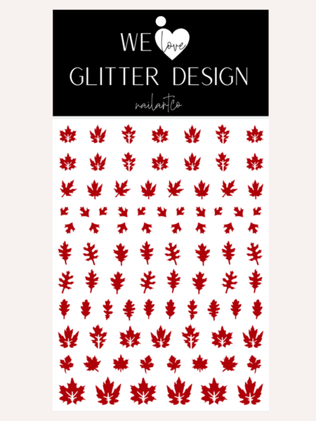 Leaves (Design 2) Nail Decal | Red