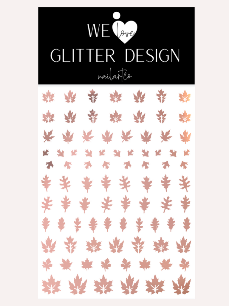 Leaves (Design 2) Nail Decal | Chrome // Rose Gold