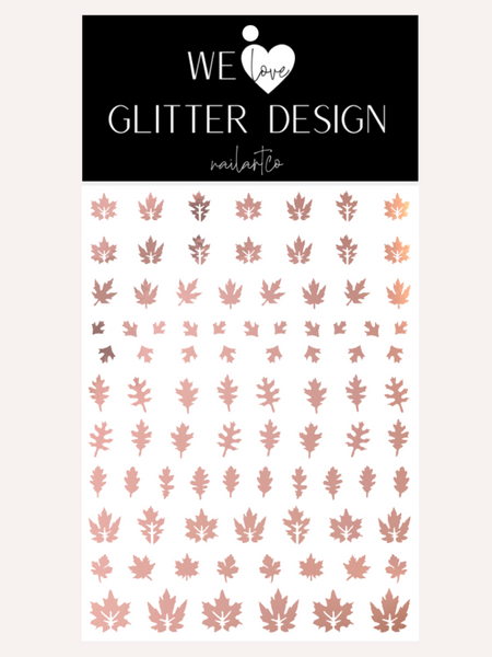 Leaves (Design 2) Nail Decal | Chrome // Rose Gold