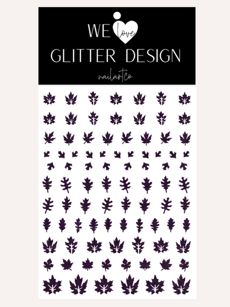 Leaves (Design 2) Nail Decal | Sparkle // Amethyst