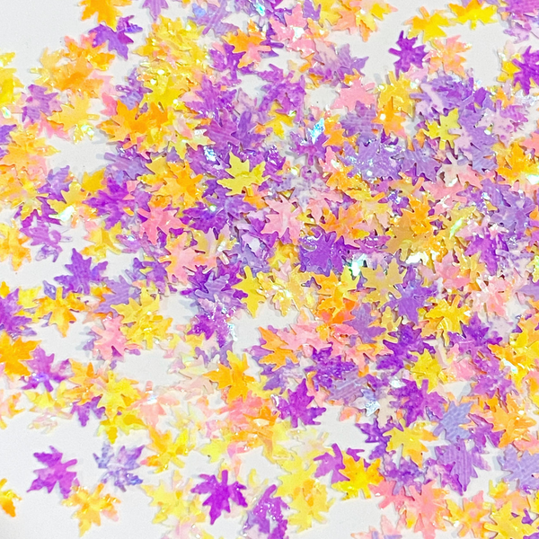 Maple Leaf Nail Glitter | Purple/Orange/Yellow Tones