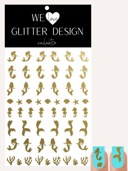 Mermaid Variety Nail Decal | Gold Shimmer