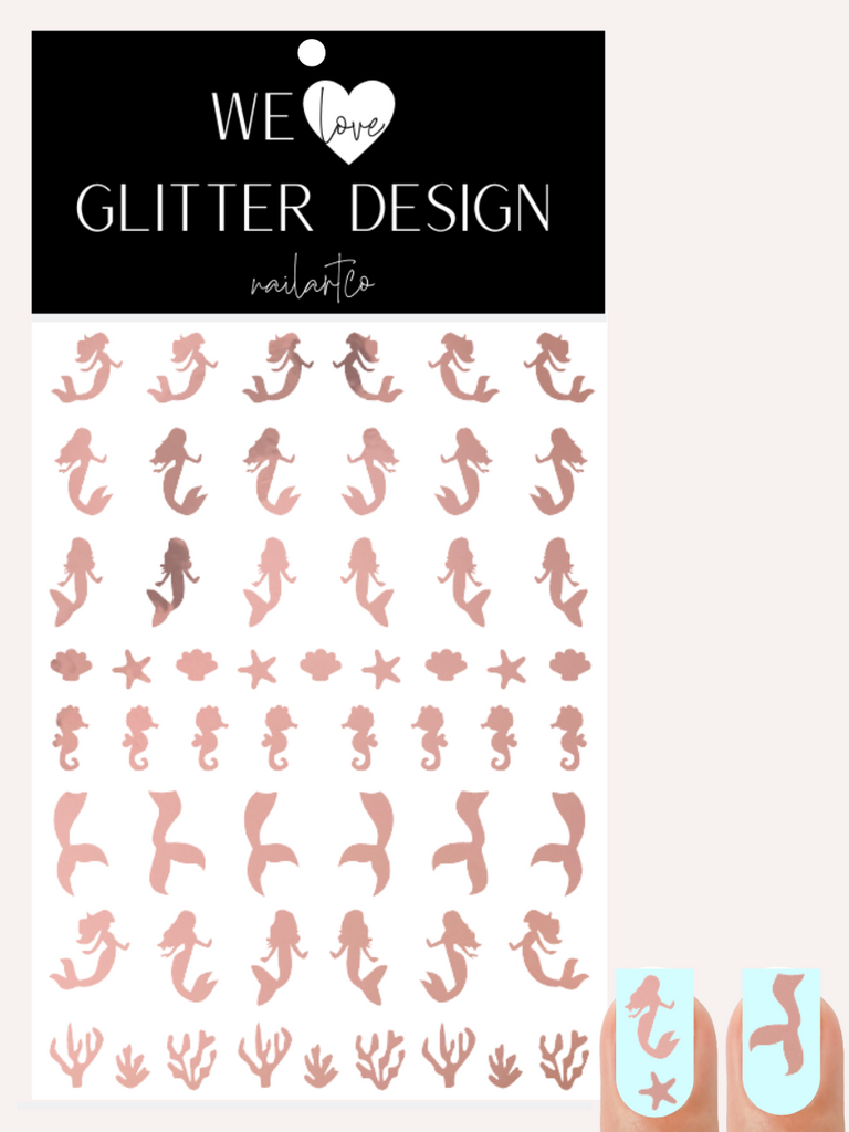 Mermaid Variety Nail Decal | Rose Gold Chrome