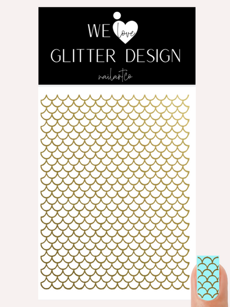 Mermaid Scales Full Nail Decal | Gold Shimmer