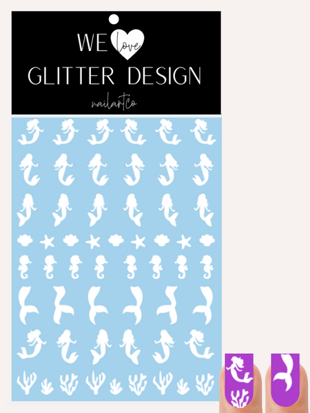 Mermaid Variety Nail Decal | White