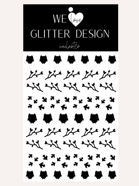 Owls Nail Decal | Black