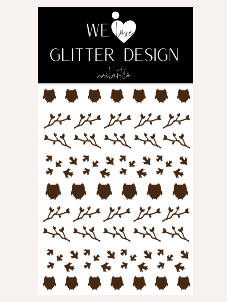 Owls Nail Decal | Dark Brown