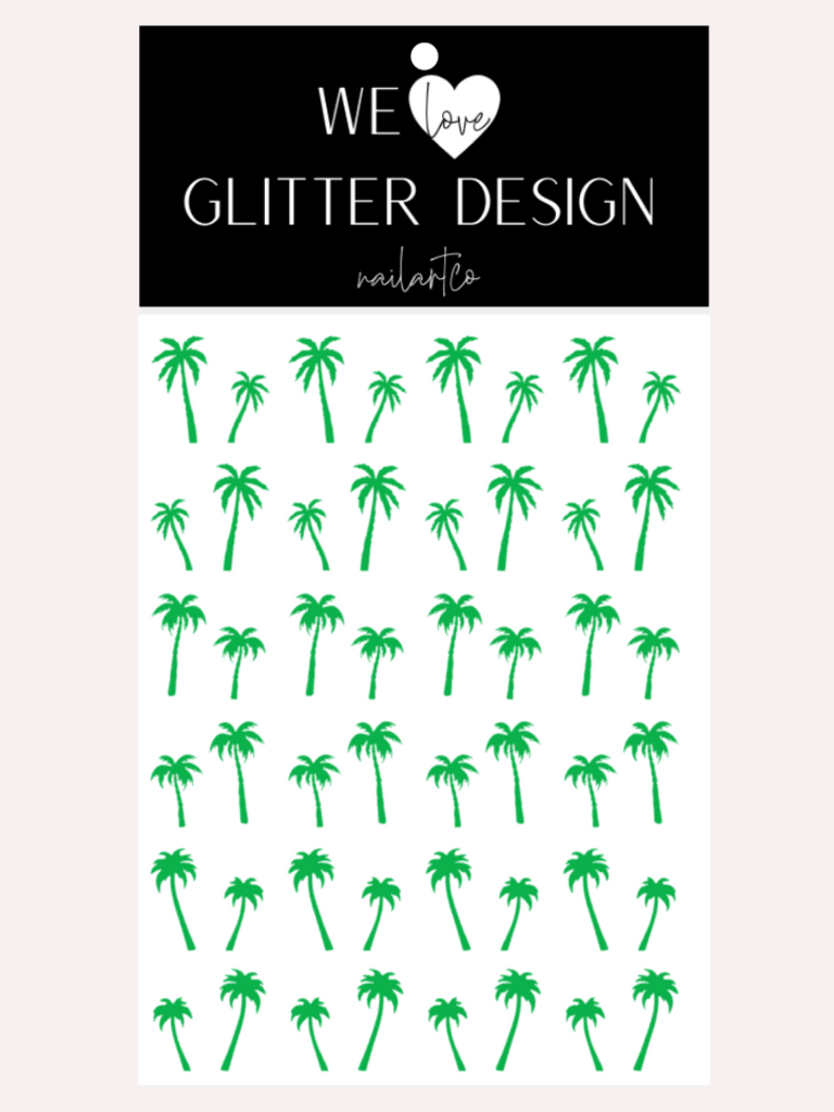 Palm Trees (Design 2) Nail Decal | Bright Green