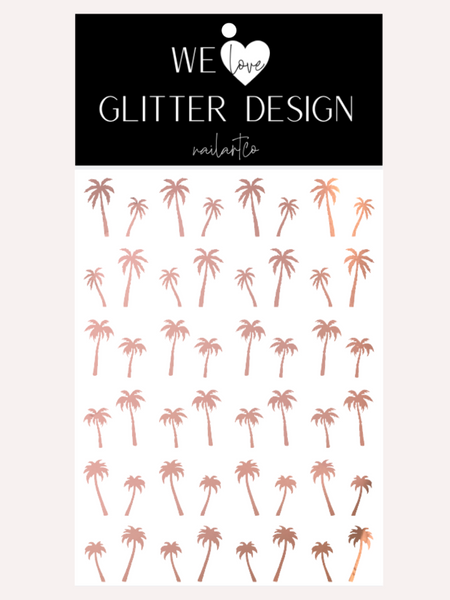 Palm Trees (Design 2) Nail Decal | Rose Gold Chrome