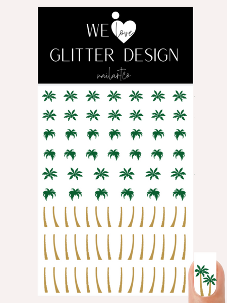 Palm Tree (2 Tone) Nail Decal | Green-Light Brown
