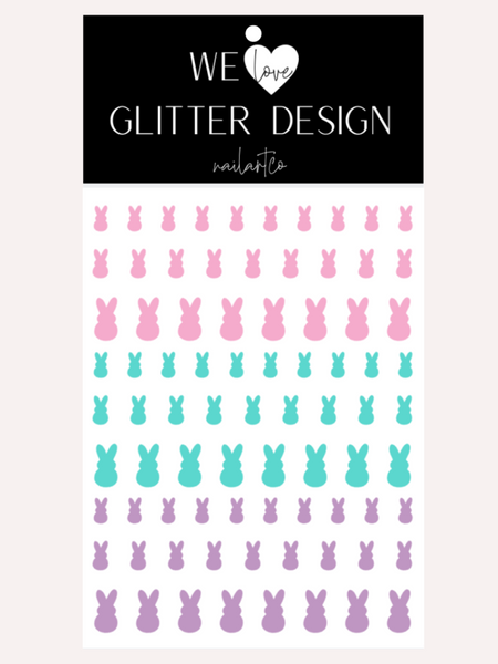 Peep Bunny Nail Decal | Soft Pink-Mint-Lilac