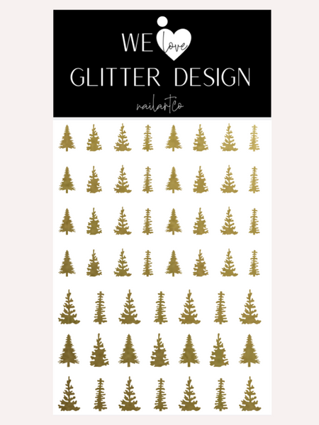 Pine Trees Nail Decals | Gold Shimmer