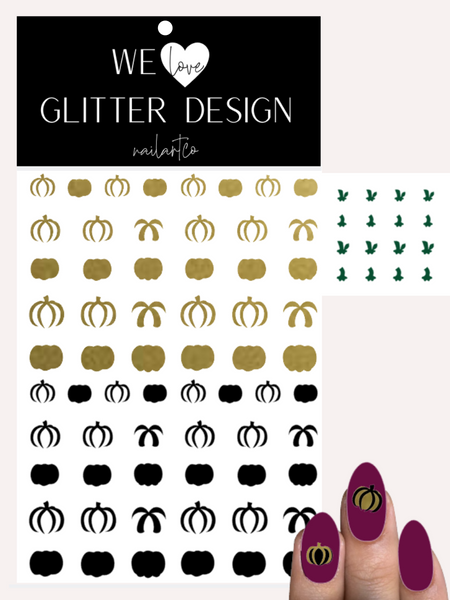 Pumpkins 2 Tone Nail Decal | Gold Shimmer & Black