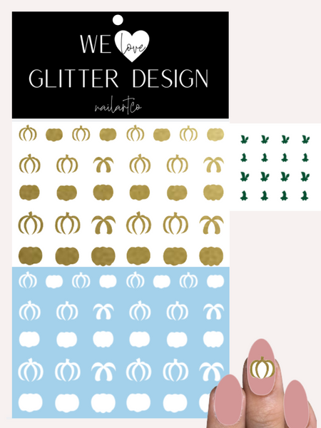 Pumpkins 2 Tone Nail Decal | Gold Shimmer & White