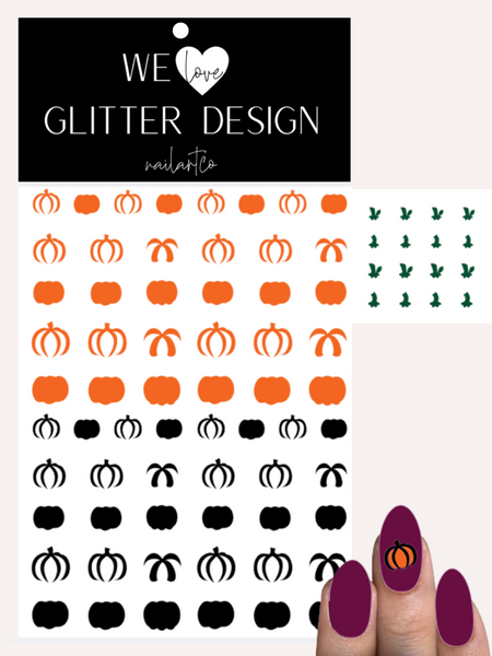 Pumpkins 2 Tone Nail Decal | Orange & Black