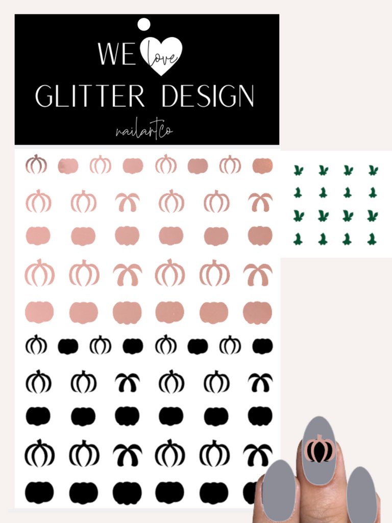 Pumpkins 2 Tone Nail Decal | Rose Gold Chrome & Black