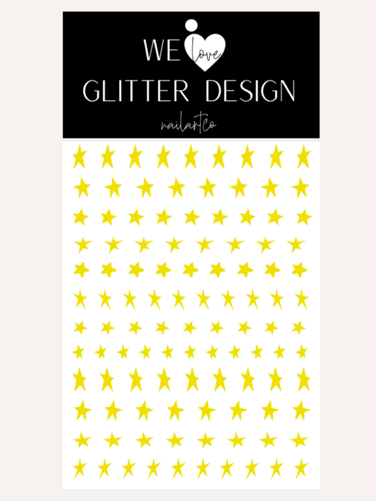 Retro Stars Nail Decal | Bright Yellow