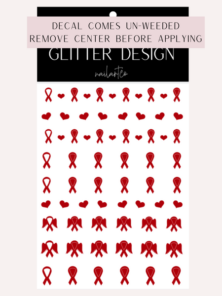 Awareness Ribbon Nail Decal | Red