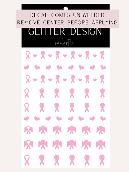 Awareness Ribbon Nail Decal | Soft Pink