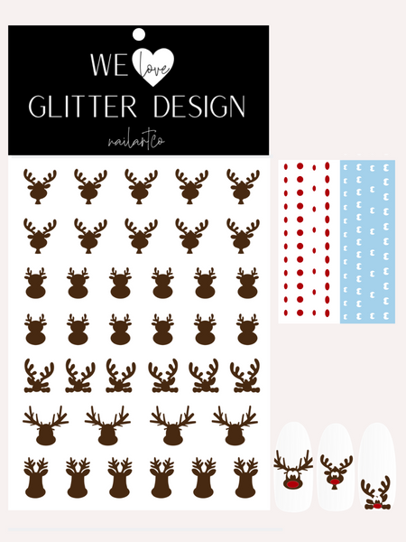 Rudolph The Red Nose Reindeer Nail Decal | Dark Brown