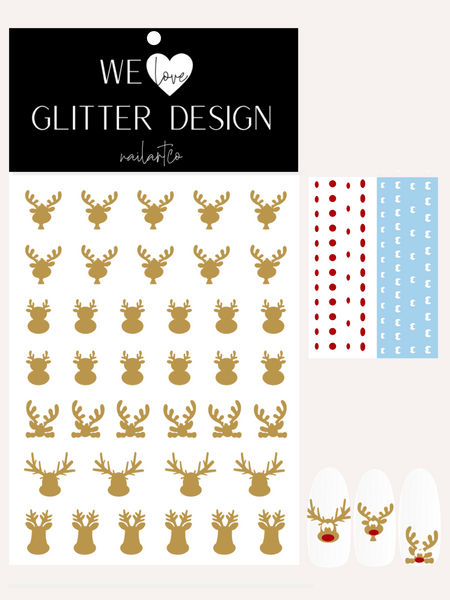 Rudolph The Red Nose Reindeer Nail Decal | Light Brown