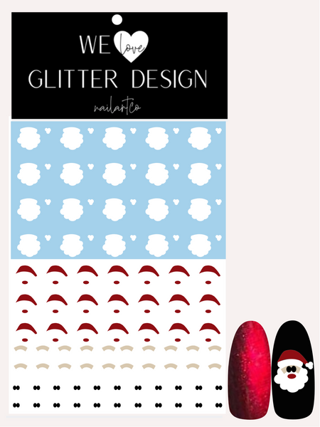 Santa Face Nail Decal | Dark Red