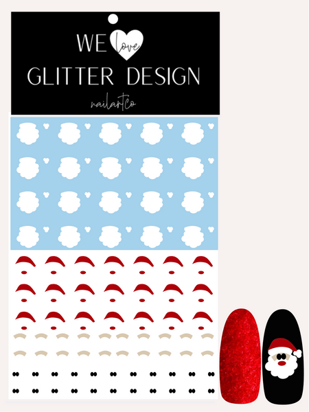 Santa Face Nail Decal | Red