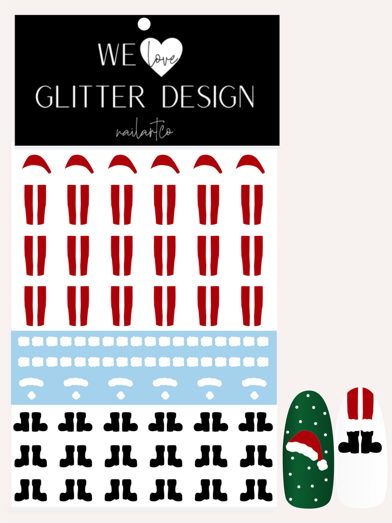 Santa Hat & Legs Nail Decal | Red