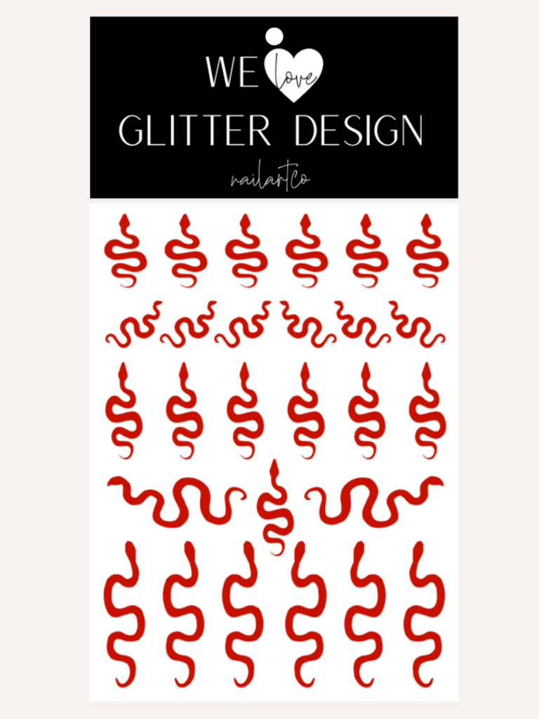 Snake Nail Decal | Bright Red