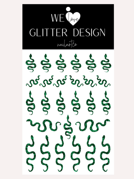 Snake Nail Decal | Sparkle Green
