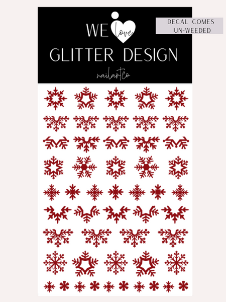 Elegant Snowflake Nail Decal | Dark Red