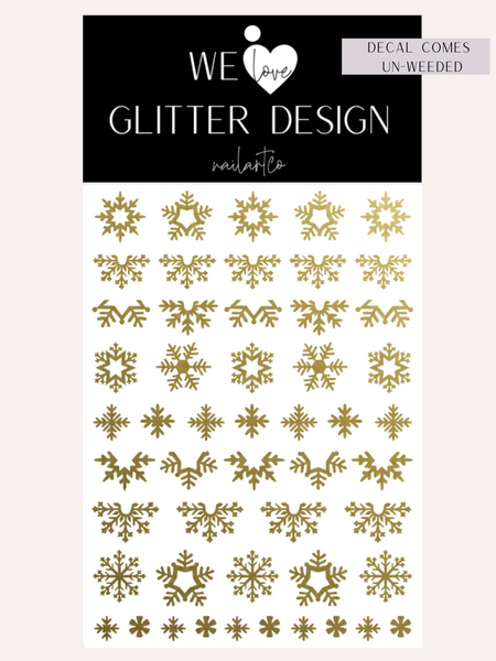 Elegant Snowflake Nail Decal | Gold Shimmer