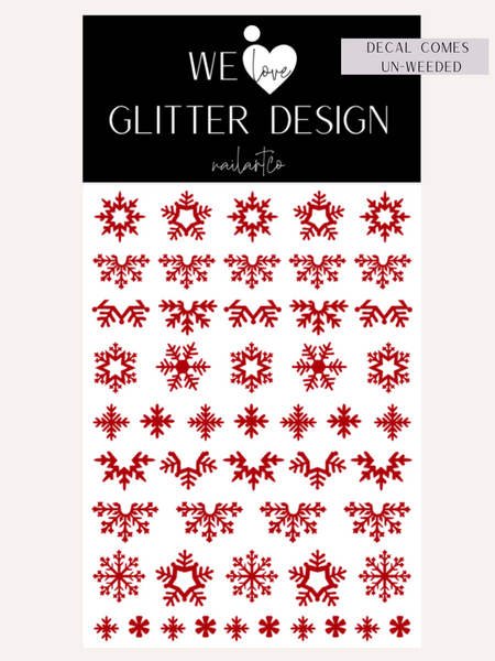 Elegant Snowflake Nail Decal | Red