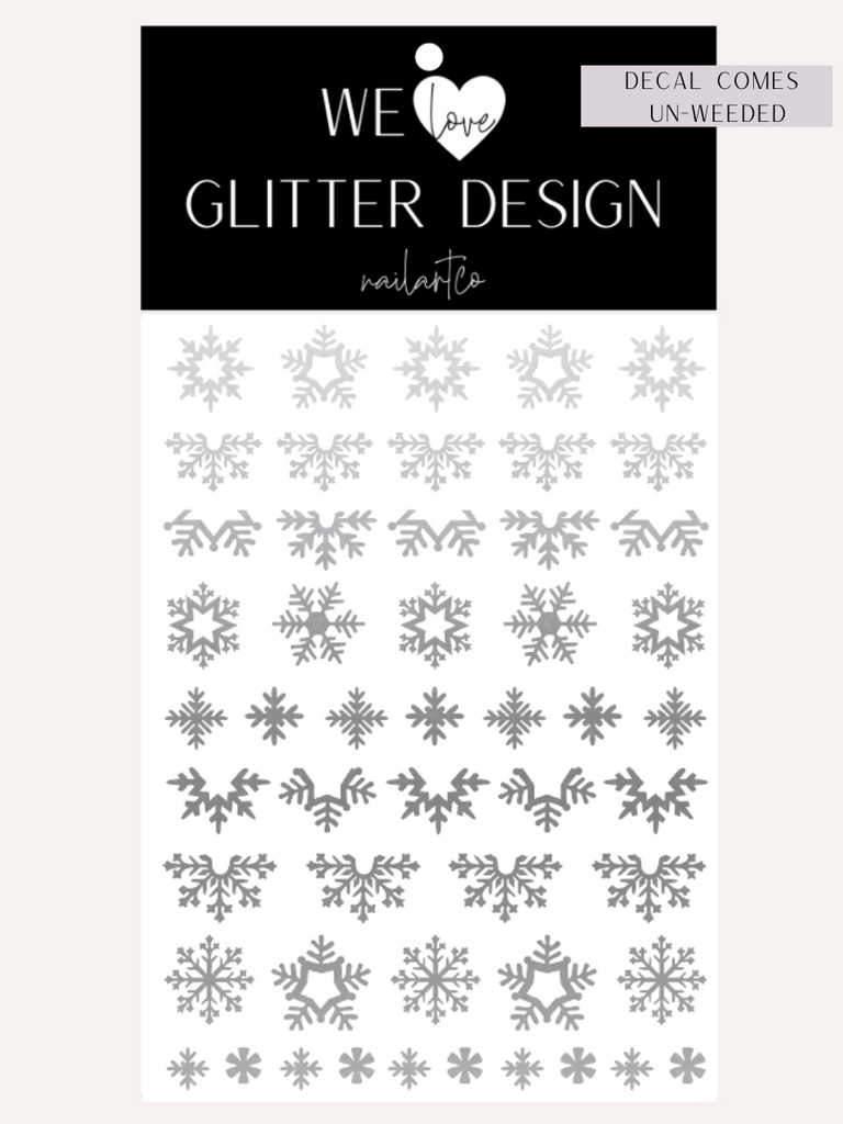 Elegant Snowflake Nail Decal | Silver Shimmer