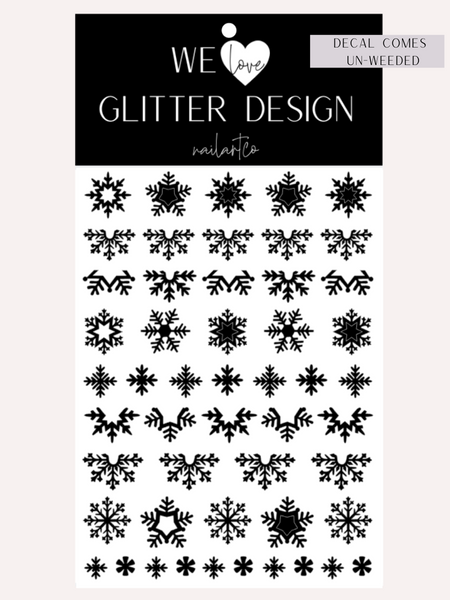 Elegant Snowflake Nail Decal | Black