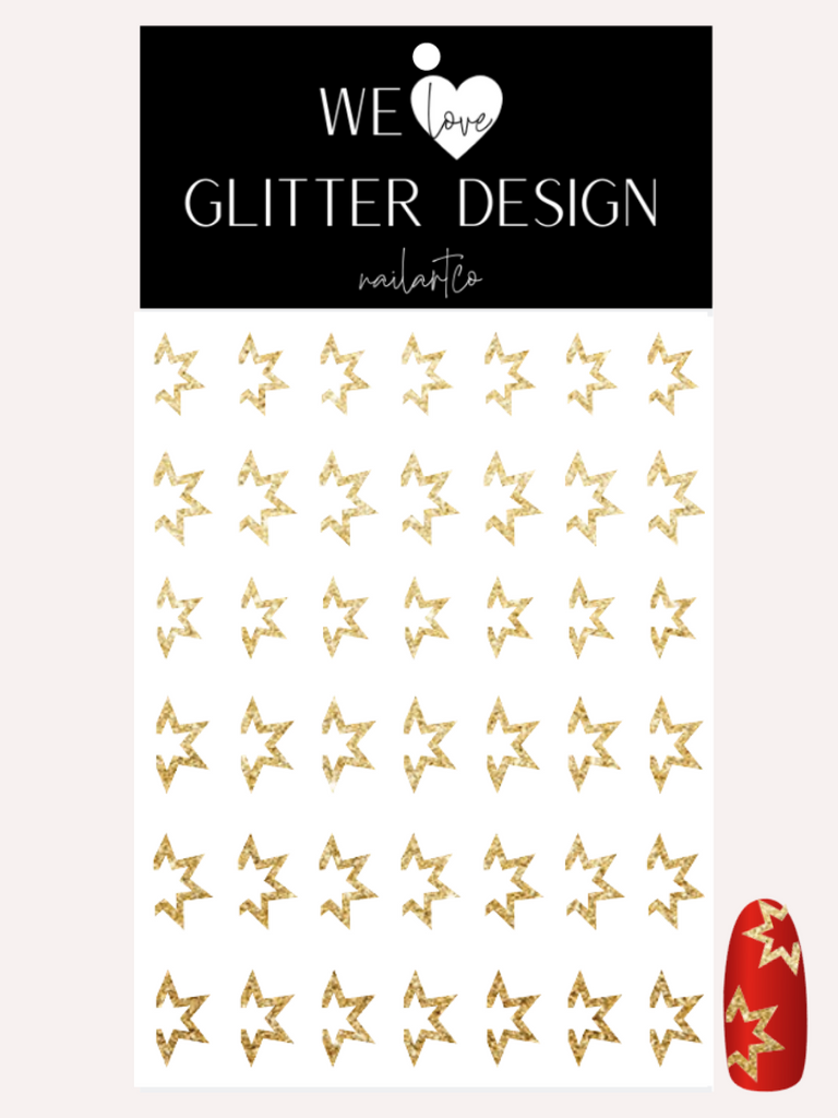 Starburst Sidewall Star Nail Decal | Sparkle Gold