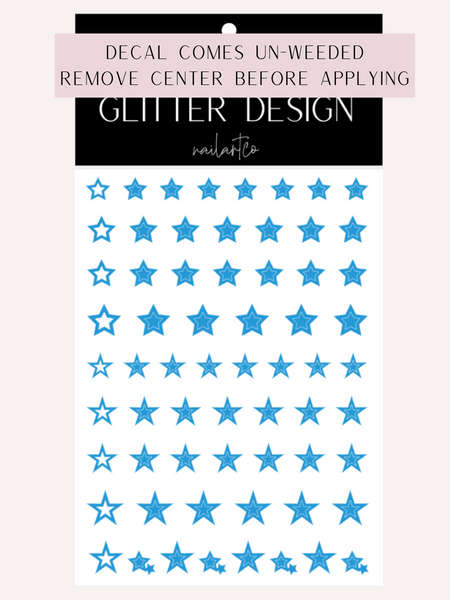 Outline Star Nail Decal | Light Blue