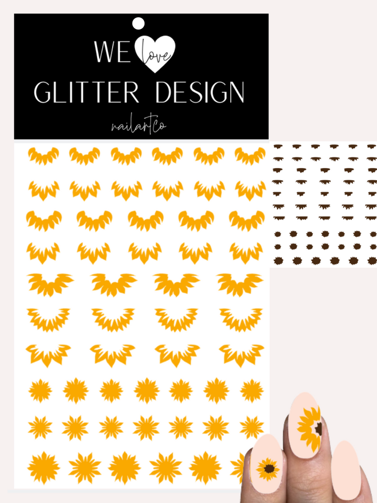 Sunflowers Cuticle-Sidewall-Flower Nail Decal | Golden Yellow (Brown Center)