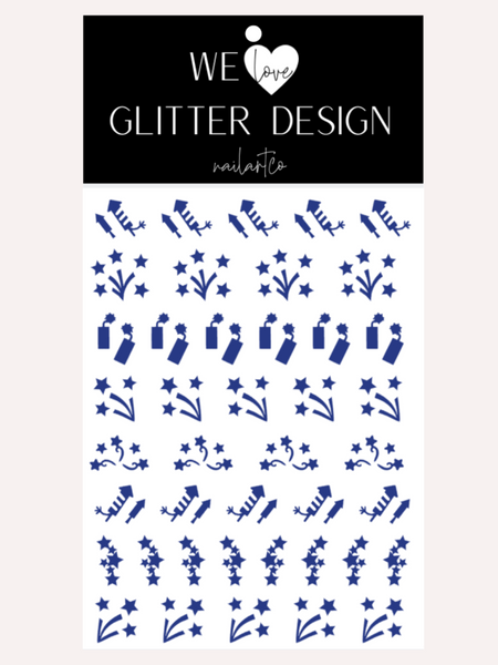 Fireworks Nail Decal | Blue