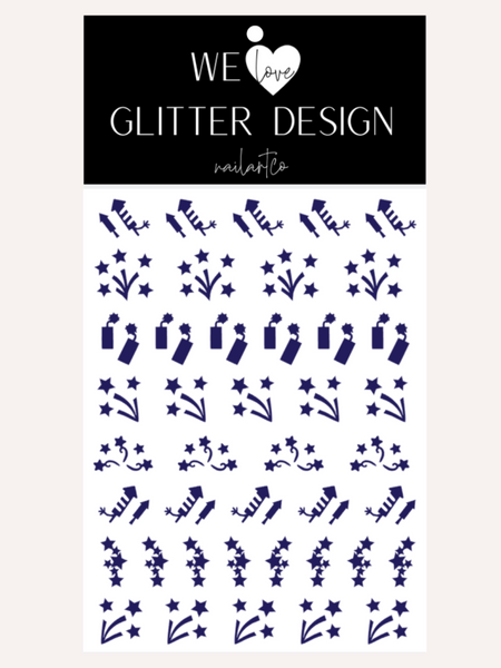 Fireworks Nail Decal | Cobalt Blue