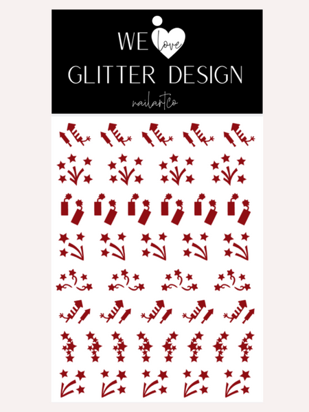 Fireworks Nail Decal | Dark Red