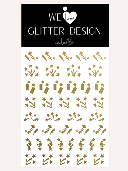 Fireworks Nail Decal | Gold Shimmer